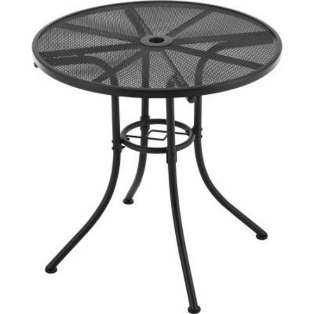 GEC Interion 30in Round Outdoor Cafe Table, Steel Mesh, Black 262090